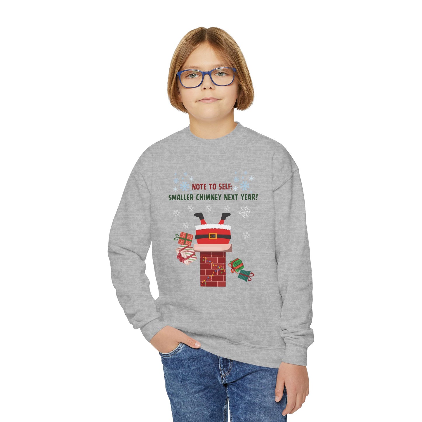 Santa’s Stuck Again! Youth Crewneck Sweatshirt