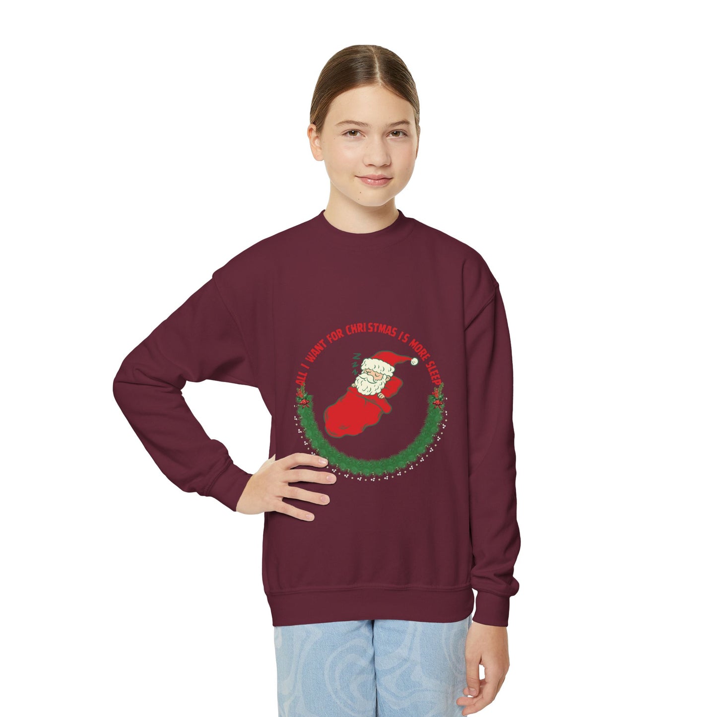 All I Want for Christmas is More Sleep Youth Crewneck Sweatshirt