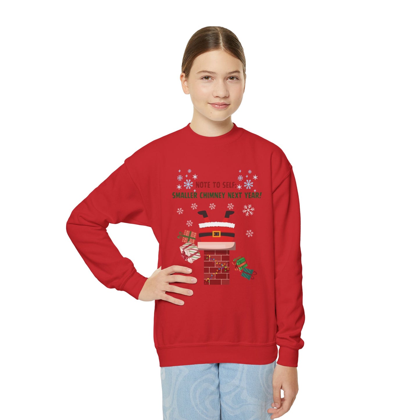 Santa’s Stuck Again! Youth Crewneck Sweatshirt