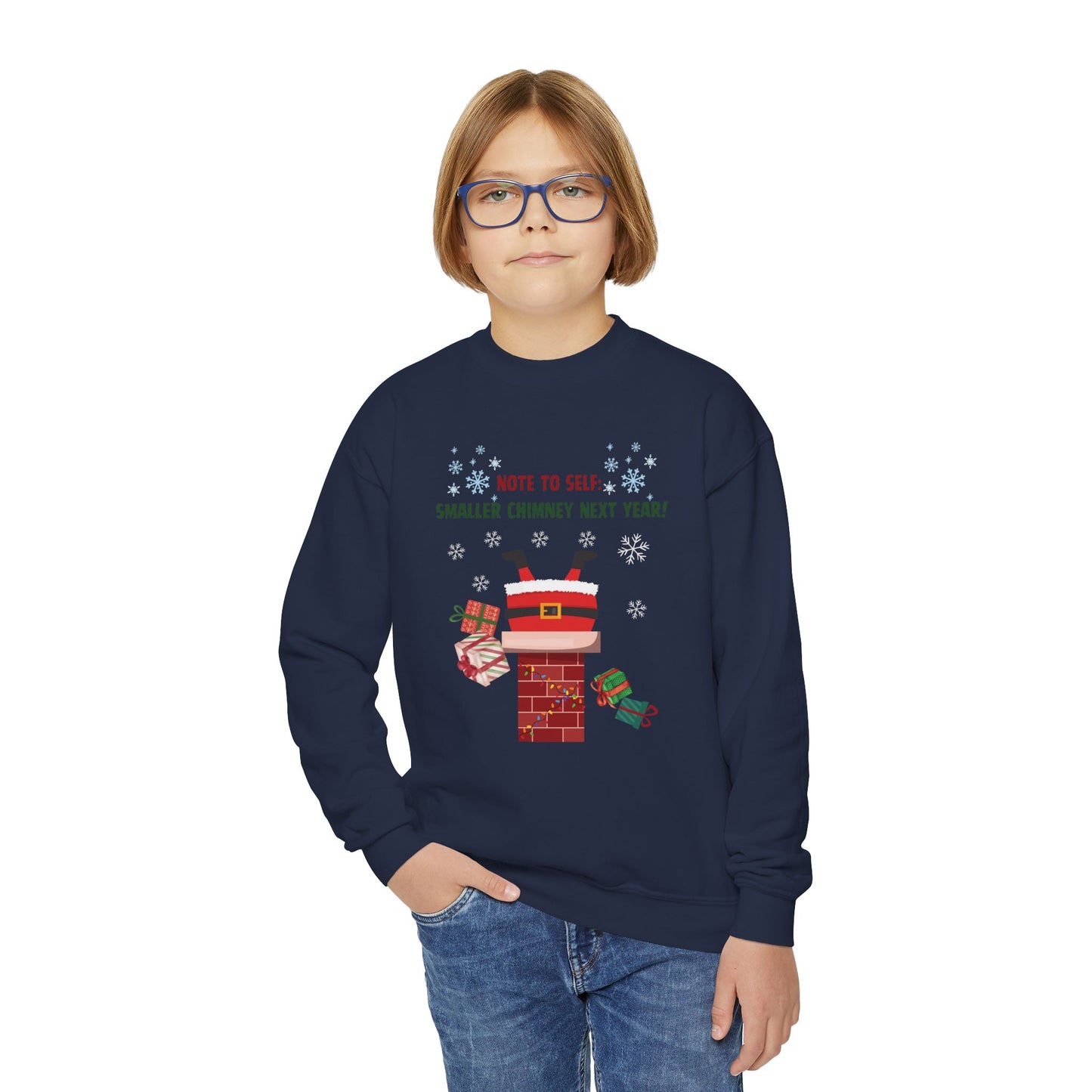 Santa’s Stuck Again! Youth Crewneck Sweatshirt