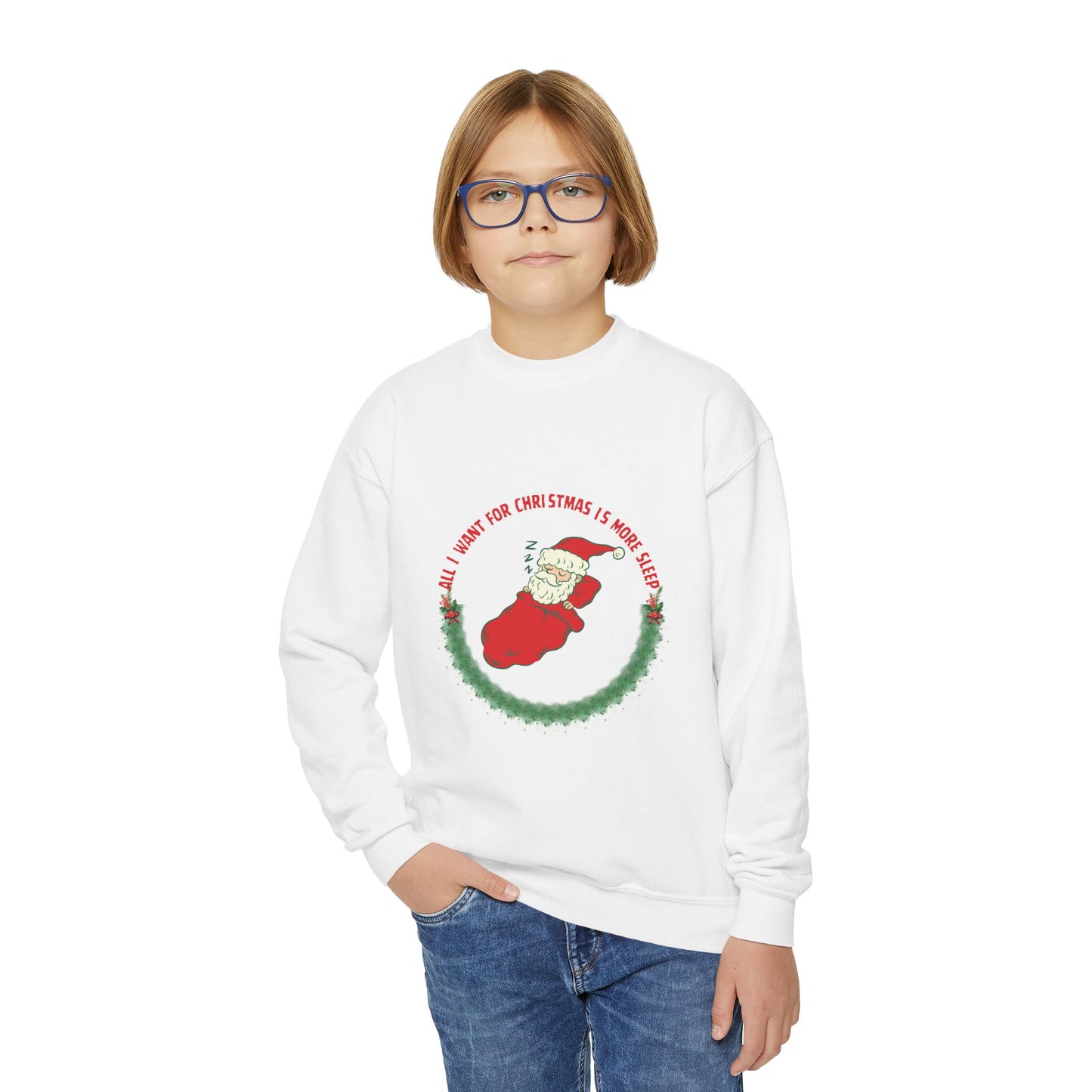 All I Want for Christmas is More Sleep Youth Crewneck Sweatshirt
