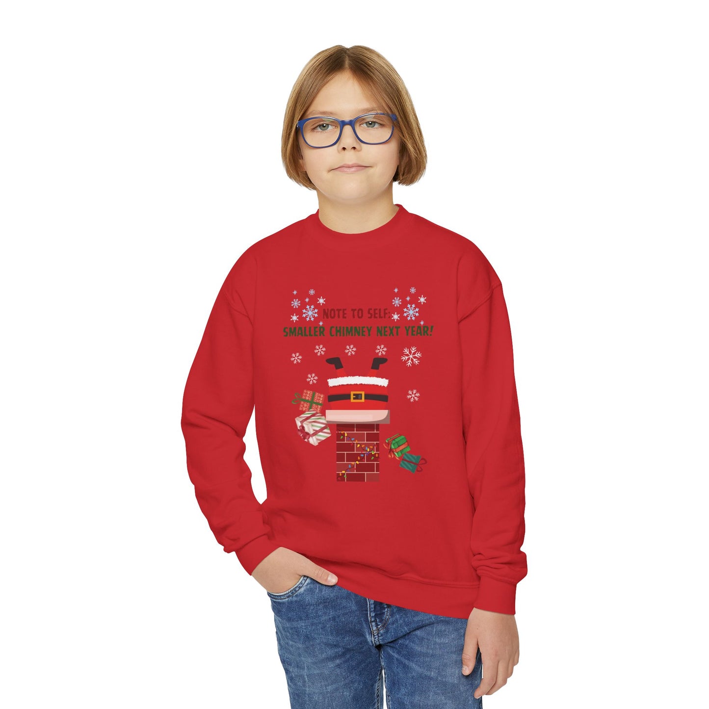 Santa’s Stuck Again! Youth Crewneck Sweatshirt