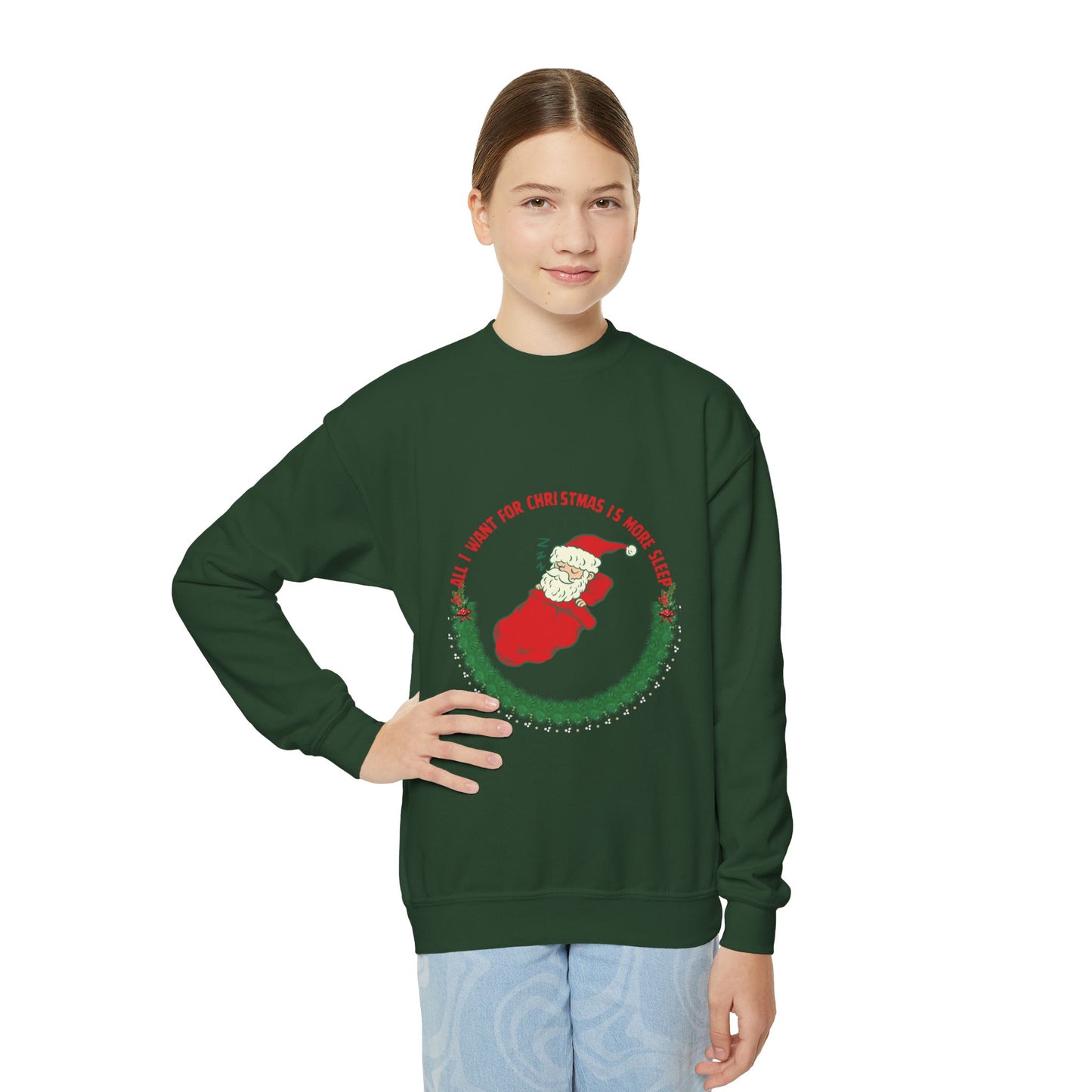 All I Want for Christmas is More Sleep Youth Crewneck Sweatshirt