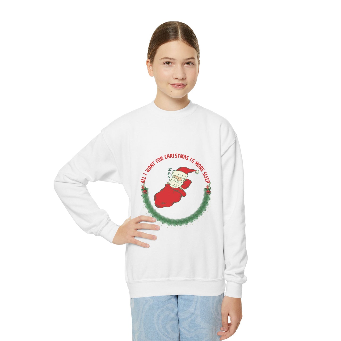 All I Want for Christmas is More Sleep Youth Crewneck Sweatshirt