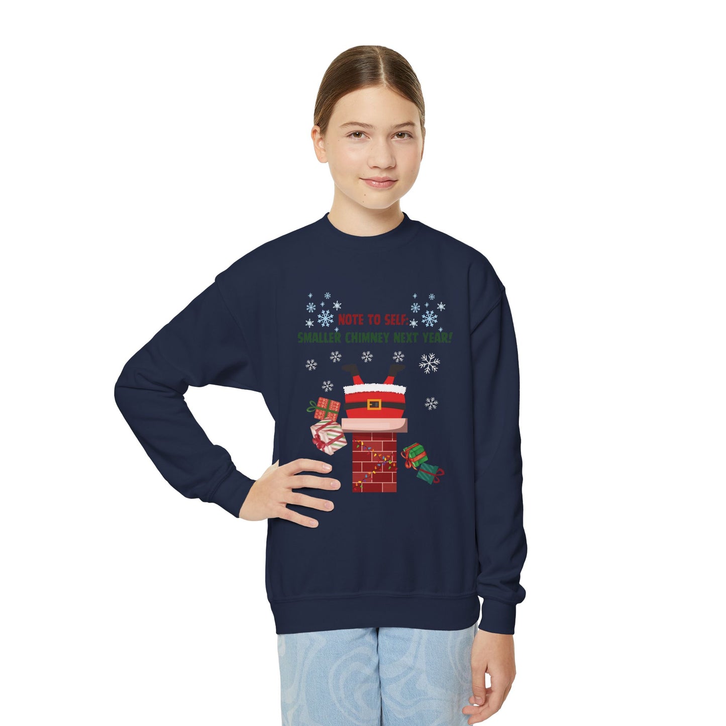 Santa’s Stuck Again! Youth Crewneck Sweatshirt