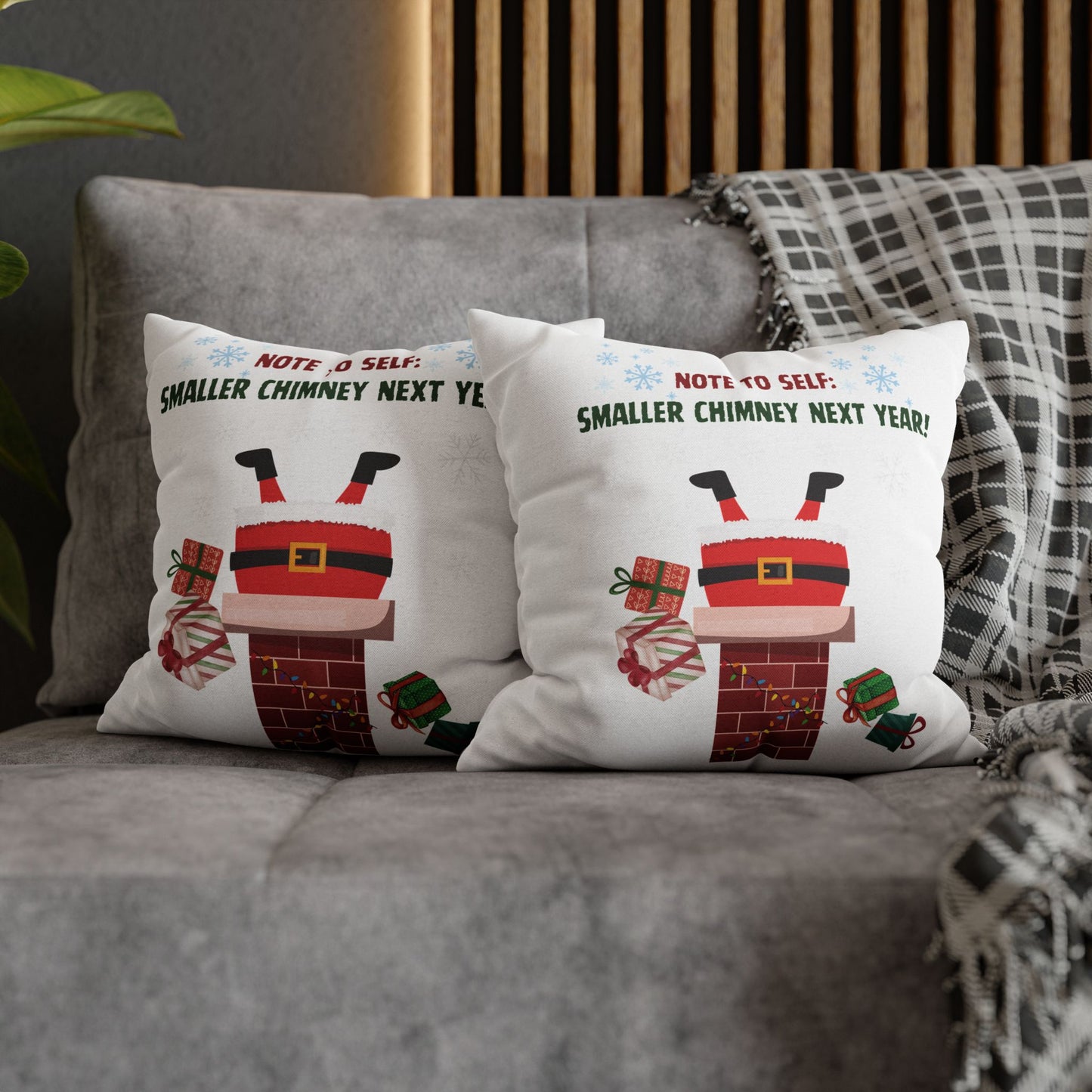 Santa’s Stuck Again! Spun Polyester Square Pillow