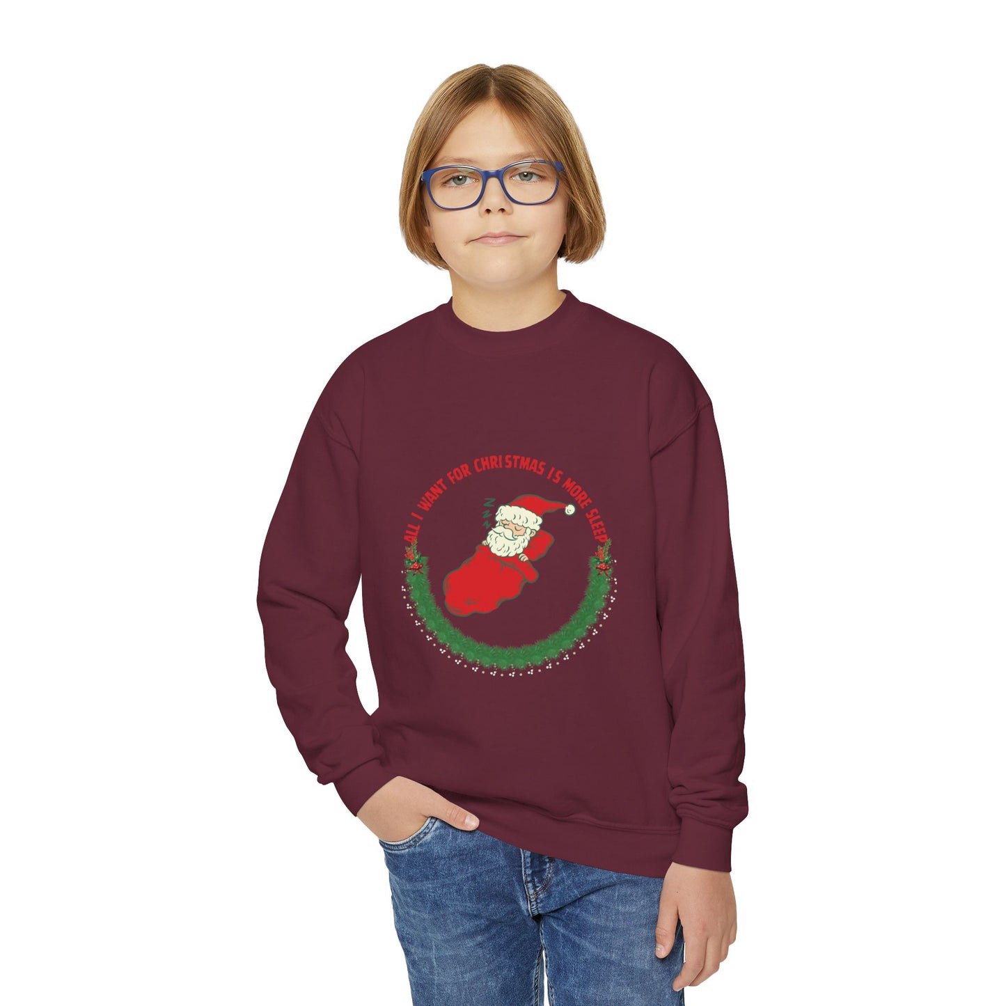 All I Want for Christmas is More Sleep Youth Crewneck Sweatshirt