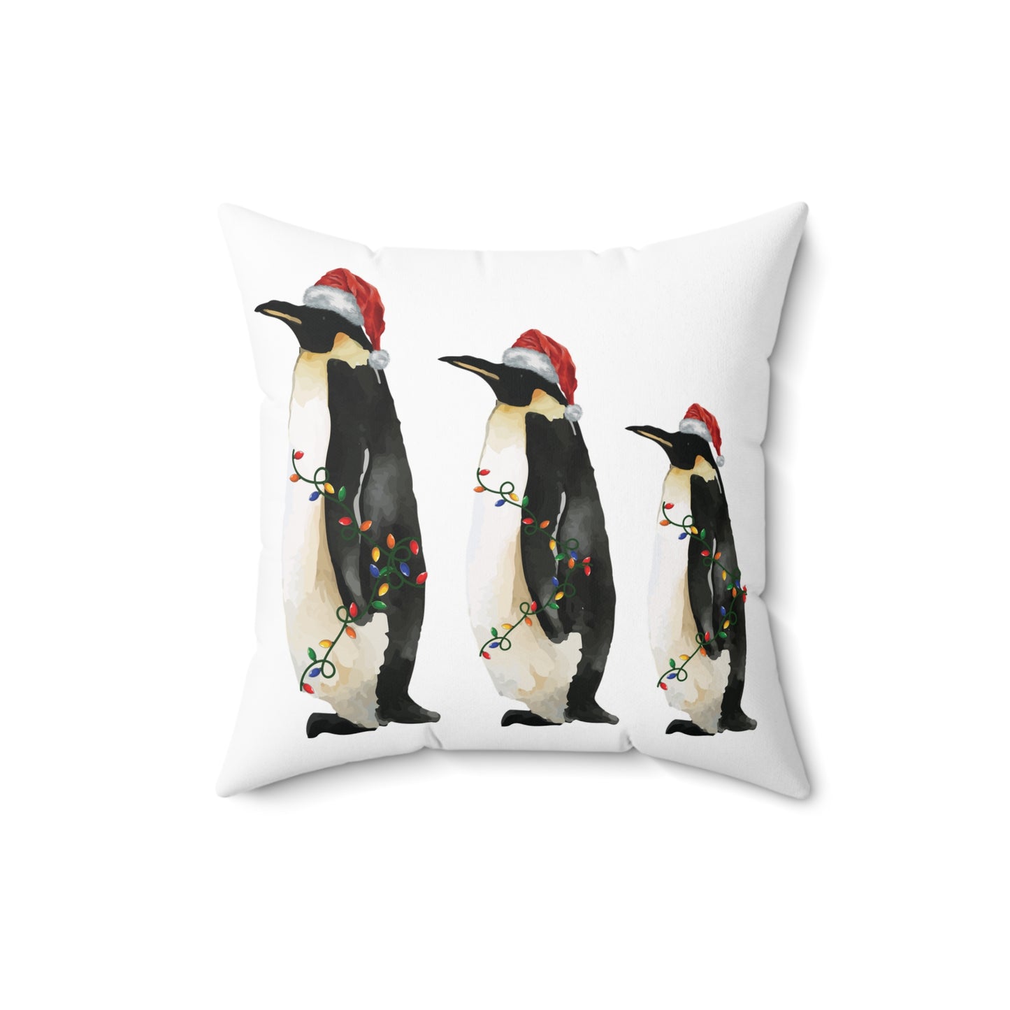 Penguin Christmas Spun Polyester Square Pillow