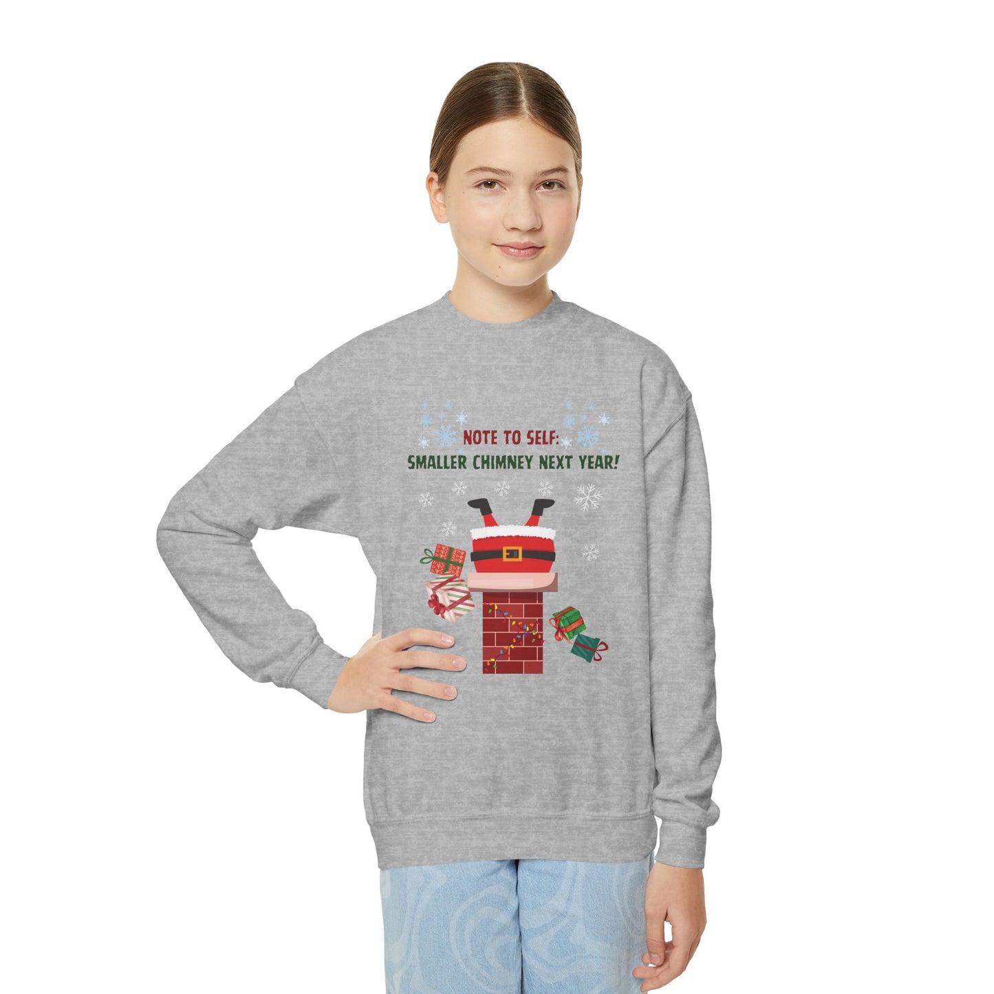 Santa’s Stuck Again! Youth Crewneck Sweatshirt