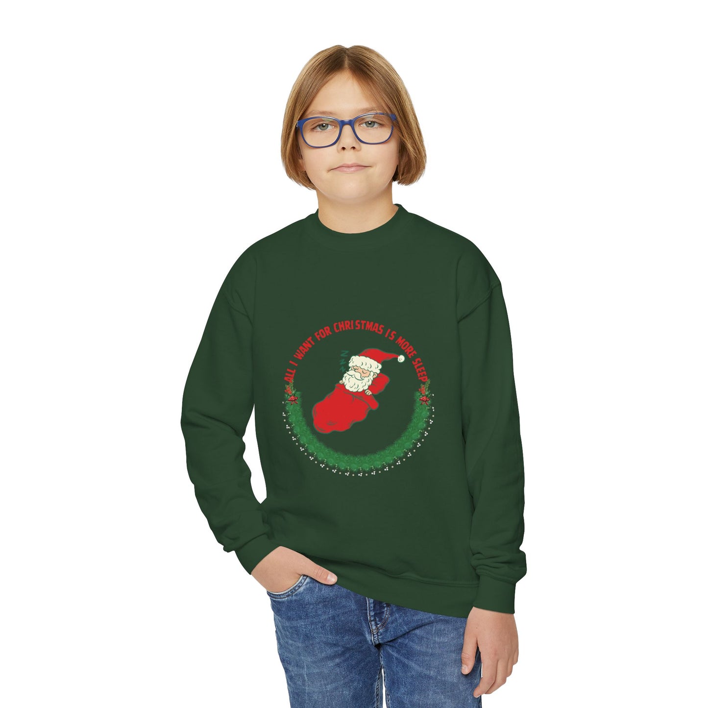 All I Want for Christmas is More Sleep Youth Crewneck Sweatshirt