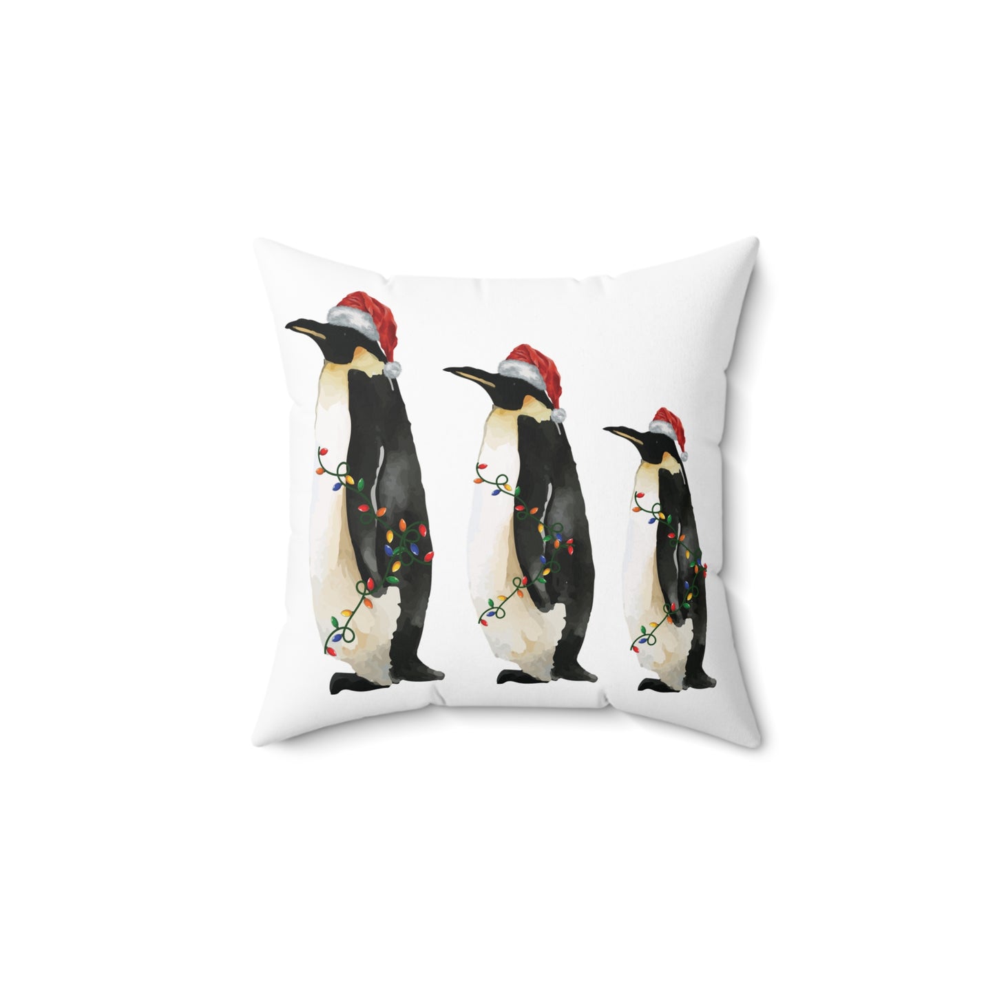 Penguin Christmas  Spun Polyester Square Pillow